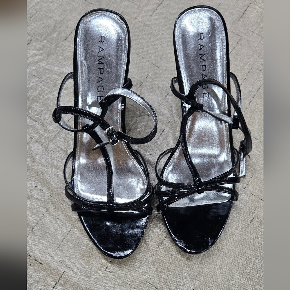 Rampage Black Strappy Heels Elegant Design